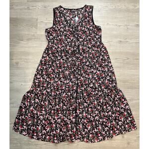 Hot Topic Long Floral Sleeveless Button Detail Duster Vest Women’s Size 2XL NWT